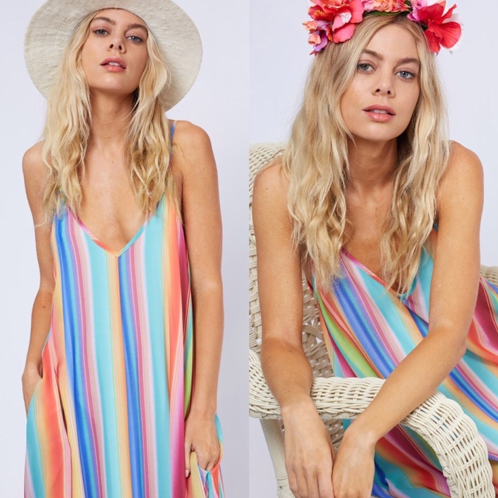 LAST IN STOCK // Rainbow Stripe Maxi Dress - Picture 2 of 2